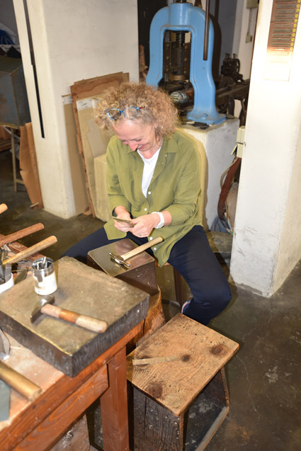 Kamila Kubelik working in the workshop